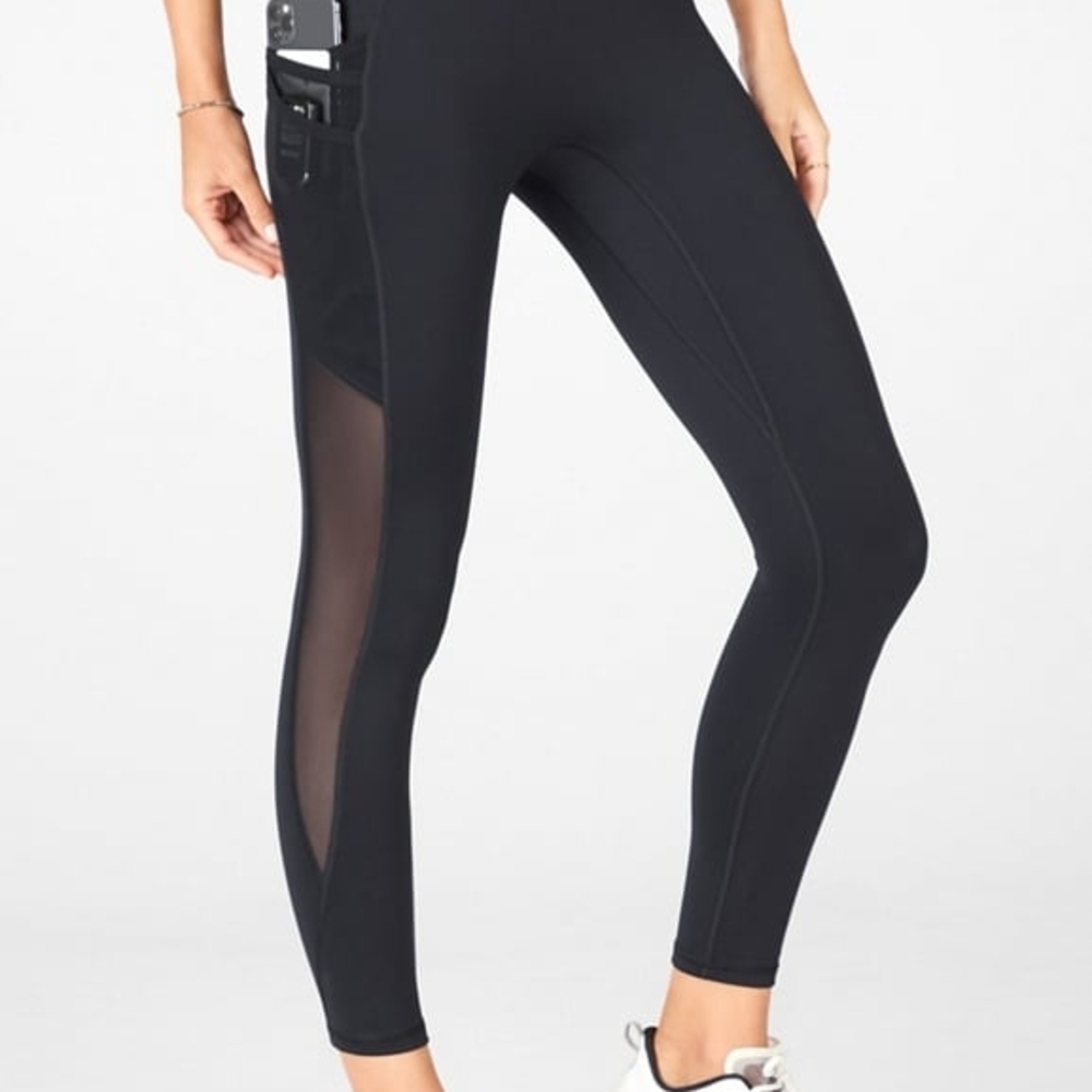 Fabletics Black Leggings with Mesh Detail